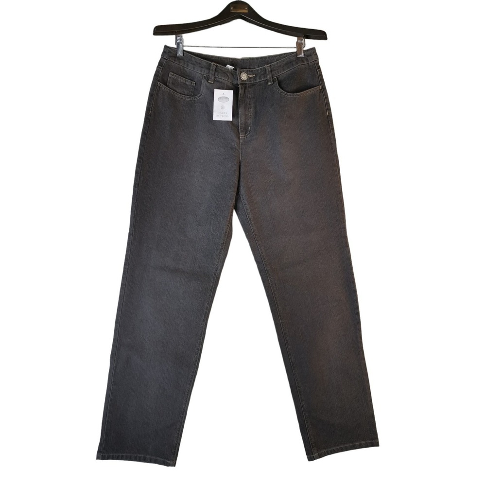 TALBOTS Gray  Stretch Straight Leg Jeans Women's‎ Size 12 36x32 NEW
